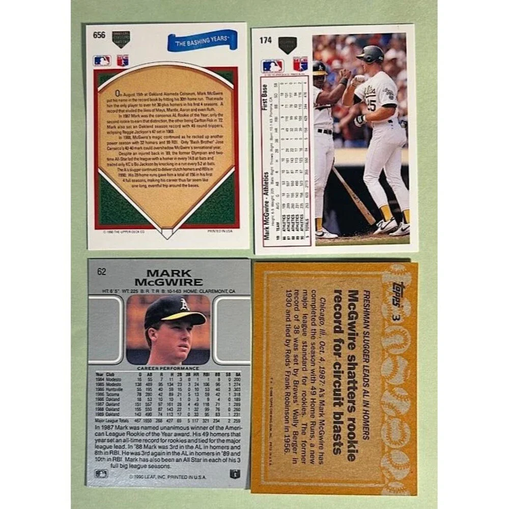 Oakland A’ Bash Brothers pin + Mark McGwire, Jose Canseco 8 Card Lot 1987 and up - Picture 7 of 7